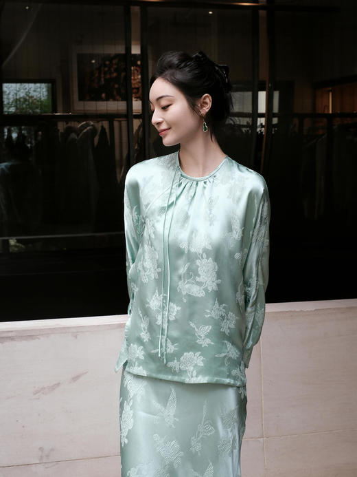 盛唐牡丹 |艾绿冠乐绉蝶恋花上衣 商品图2