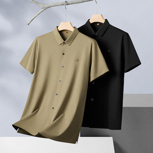 【封口款】【新款DDP】大依优型大码翻领封口短袖衬衫加肥加大男士大号弹力透气舒适夏季半袖 商品图1