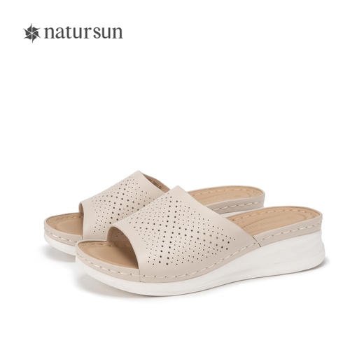 natursun松糕底一字拖休闲厚底拖鞋女增高凉拖可外穿N24301702 商品图4