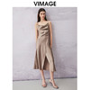 VIMAGE纬漫纪夏季新款气质慵懒荡领系带围裹开叉醋纤吊带连衣裙V2107720 商品缩略图3