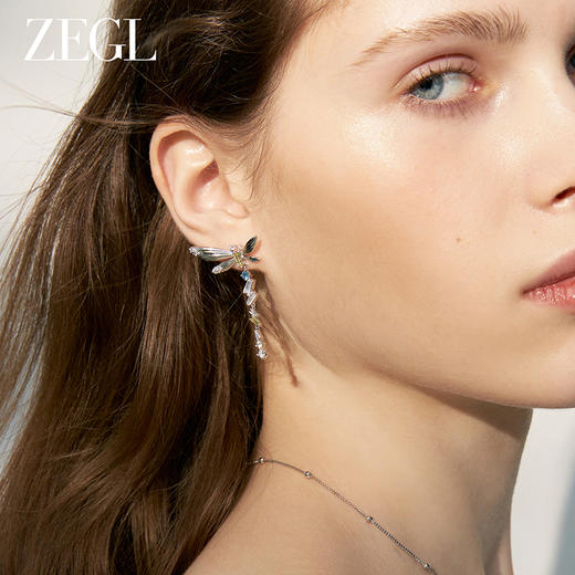 ZEGL设计师绿野漫迹系列925银流苏耳环2024新款耳钉春天蝴蝶耳饰 商品图1