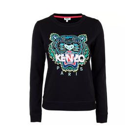 KENZO 高田贤三 女士虎头徽标刺绣棉质长袖卫衣 黑色 FA52 SW705 4XA 99