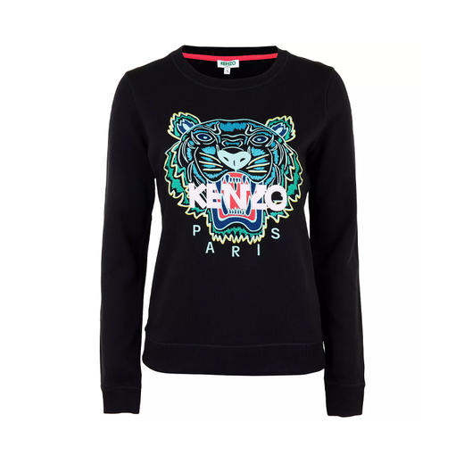 KENZO 高田贤三 女士虎头徽标刺绣棉质长袖卫衣 黑色 FA52 SW705 4XA 99 商品图0