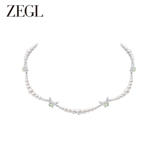 ZEGL设计师绿野漫迹系列925银人造珍珠项链女2024新款蝴蝶锁骨链 商品图4