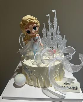 白色冰雪世界 艾莎公主蛋糕（动物奶油）