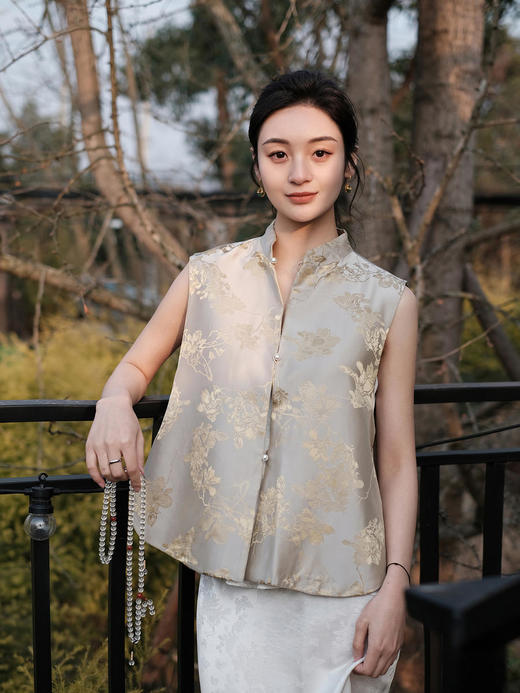 盛唐牡丹 |玉兰花真丝双面穿马甲 商品图5