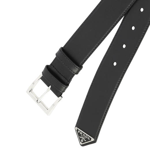 PRADA 普拉达 男士金属三角徽标皮革腰带 黑色 2CC545 070 F0002 商品图1