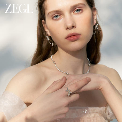 ZEGL设计师绿野漫迹系列925银蝴蝶戒指女小众设计开口指环食指戒 商品图2