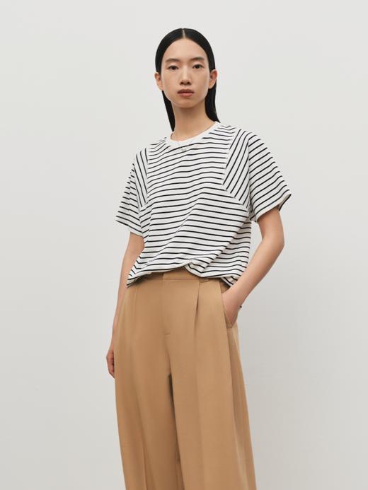 60支新疆长绒棉 条纹圆领T恤FJ5107244 商品图2