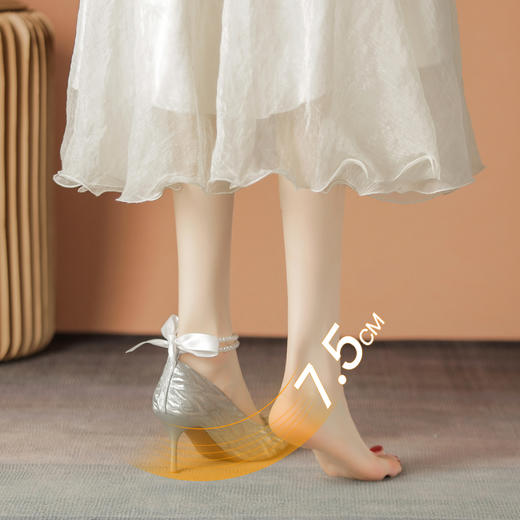 ZHR浅口单鞋女2024新款一脚蹬结婚鞋百搭高跟鞋时尚细跟女鞋婚礼 商品图7