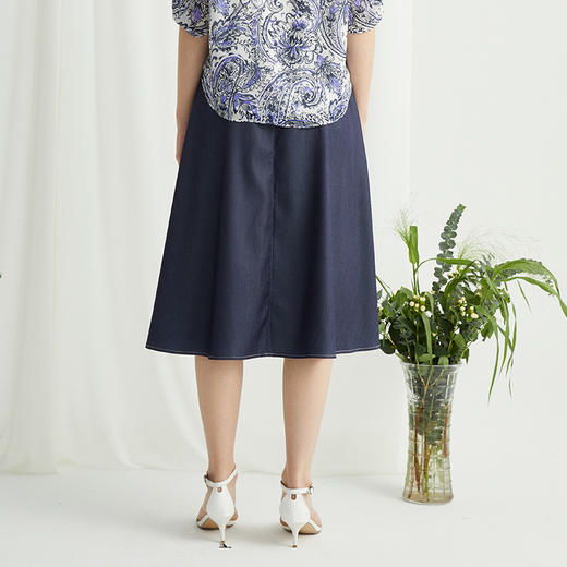 VIVIAN LIU薇薇安刘R2424001春女装新款腰部腰带斜插兜伞摆半裙 商品图1