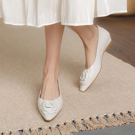 【预售5天】山茶花法式软底单软面单鞋，浅口瓢鞋坡跟豆豆鞋工作鞋MBJR&739 商品图1