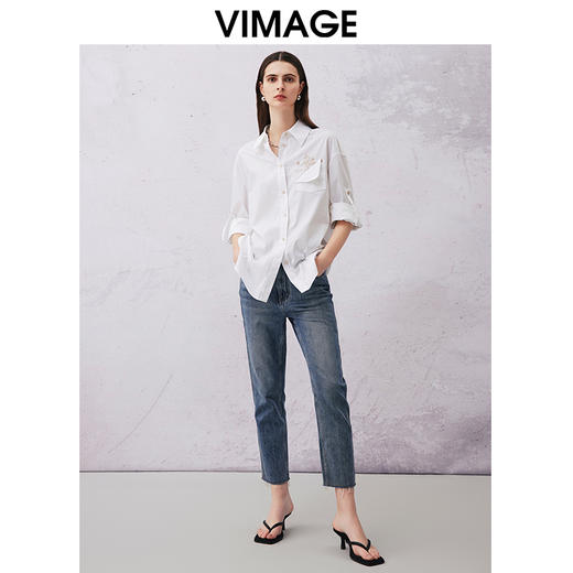 VIMAGE纬漫纪春夏时尚简约通勤百搭休闲显瘦衬衫女上衣V2109713 商品图1