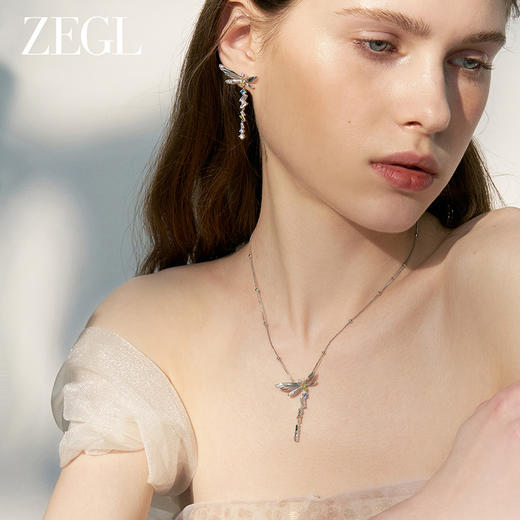 ZEGL设计师绿野漫迹系列925银蝴蝶项链女2024新款流苏锁骨链饰品 商品图1