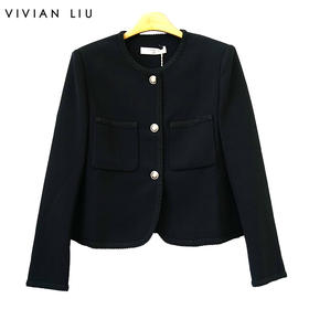 VIVIAN LIU薇薇安刘TR2413103春女装新款圆领贴兜小香风短上衣