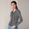 【黑白条纹连帽针织外套】24年春夏新品女士棉桑蚕丝修身显瘦运动外套 商品缩略图0