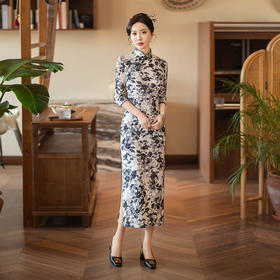 高贵气质改良旗袍双层烂花绒SYG768