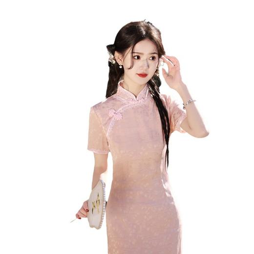 2024春夏款绸缎提花现代时尚改良新中式年轻款旗袍SYK21872 商品图4