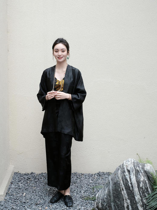 盛唐牡丹 |香云纱梅兰竹菊开衫 商品图7