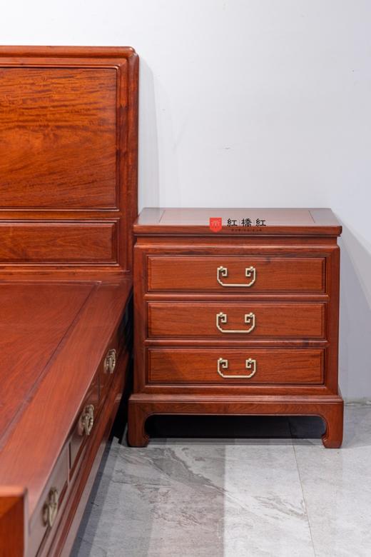 红桥红  家具严选  缅甸花梨（大果紫檀）【180 如意素面大脚 高低床 三件套】 商品图4