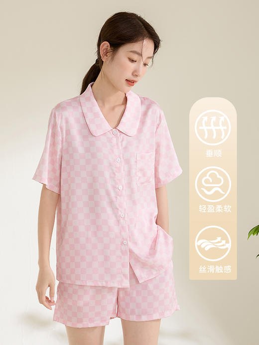 康妮雅女式短袖短裤开襟套装 商品图2