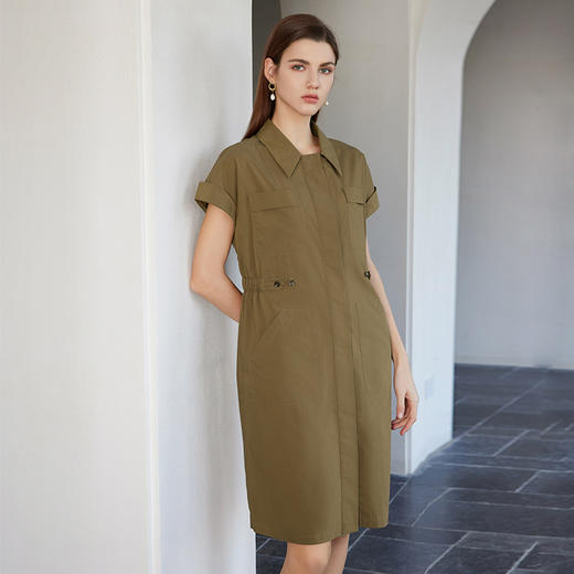 【衬衫款棉质连衣裙】24年春夏新品女士棉质中长款连衣裙 商品图2