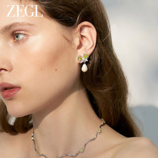 ZEGL设计师绿野漫迹系列925银人造珍珠耳环2024款耳钉蝴蝶耳饰女 商品图3