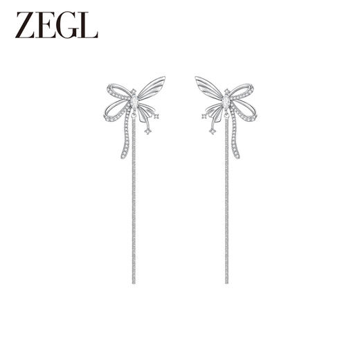 ZEGL设计师绿野漫迹系列925银蝴蝶耳环女2024新款耳钉蜻蜓耳饰品 商品图3