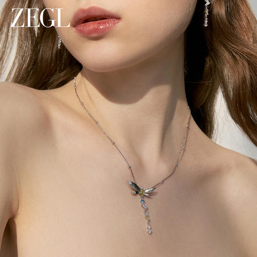 ZEGL设计师绿野漫迹系列925银蝴蝶项链女2024新款流苏锁骨链饰品 商品图2