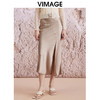 VIMAGE纬漫纪夏季新款不对称剪裁开叉包臀高腰缎面气质半身裙V2106719 商品缩略图0