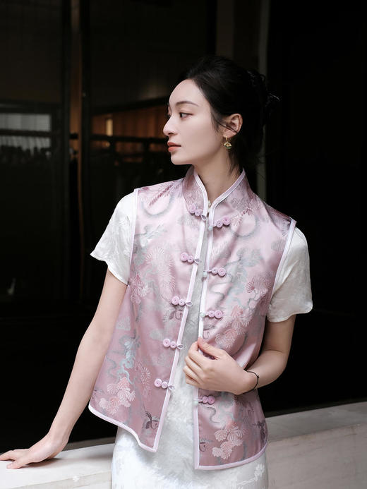 瑕疵|盛唐牡丹 |闲云野鹤宋锦对襟马甲[特价品] 商品图5