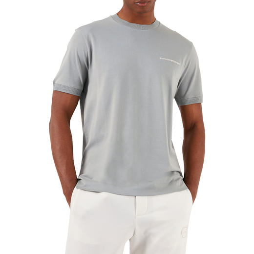 EMPORIO ARMANI 阿玛尼 男士刺绣徽标棉质圆领短袖T恤 灰绿色 3D1TN3 1JOCZ 0665 商品图0