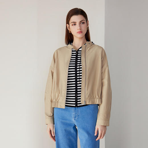 【短款夹克外套】24年春夏新品女士立领薄款卡其色夹克休闲外套 商品图1