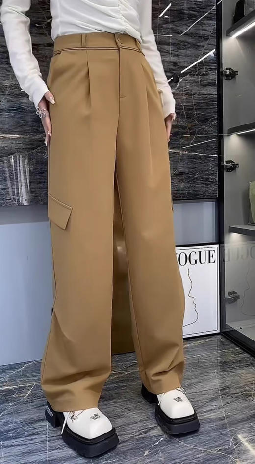 侧双褶净色工装长裤 9522100012 商品图4