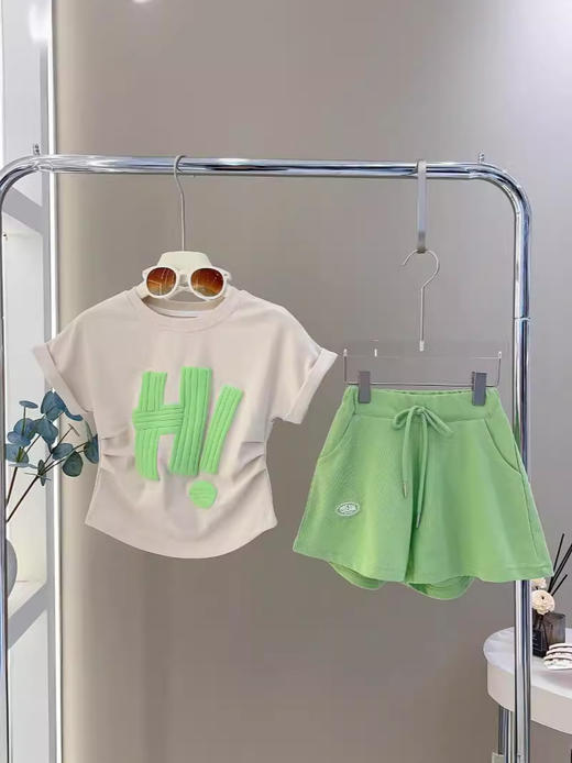 【2024新款女童休闲套装】女童夏季休闲套装中大童洋气T恤短裤两件套儿童新款运动套装-QQ 商品图3