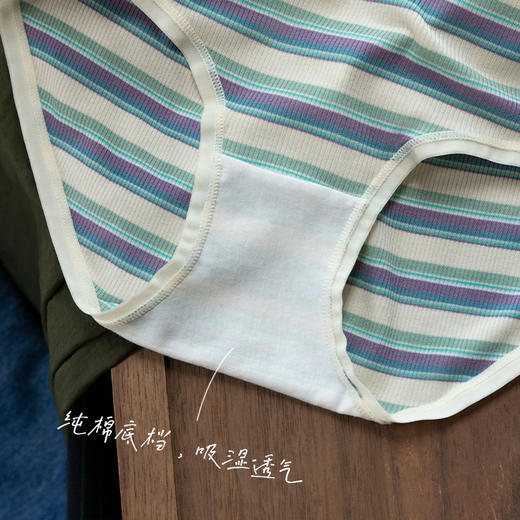 靴下物内裤女士西海岸美式彩虹条纹夏季薄款中腰三角裤舒适高弹力 商品图4