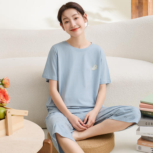 康妮雅女式短袖中裤套头套装 商品图1