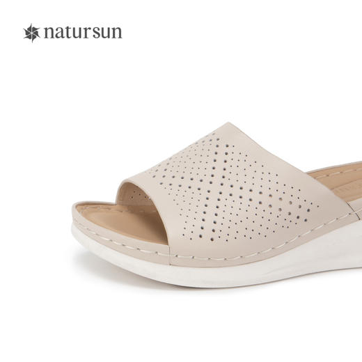 natursun松糕底一字拖休闲厚底拖鞋女增高凉拖可外穿N24301702 商品图3