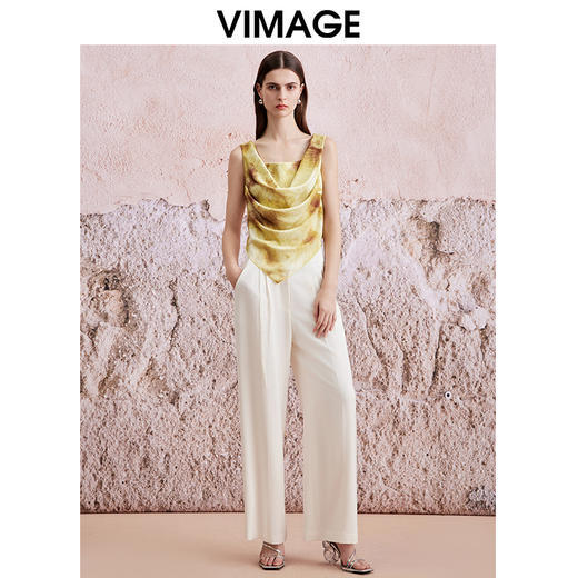 VIMAGE纬漫纪夏季新款设计感晕染印花显瘦无袖雪纺背心上衣V2113711 商品图1