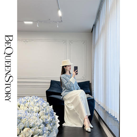 【孤品样衣，不退不换】 【火树银花】新中式重工国风亮片高级感圆领牛仔外套 商品图4