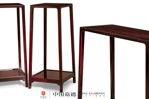红桥红  家具严选  血檀（染料紫檀）【 赞比亚紫檀花几成对及四面平小案三件套】 商品图3