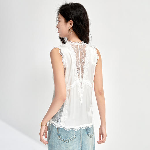 缎面蕾丝拼接轻奢气质，显瘦百搭打底无袖背心WLZD-2409204 商品图1