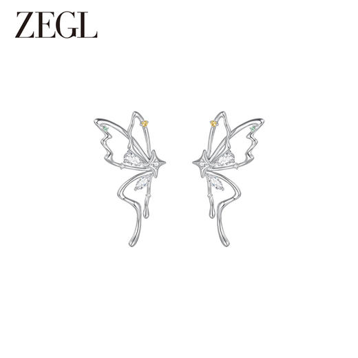 ZEGL设计师绿野漫迹系列925银蝴蝶耳环女2024新款高级感耳钉耳饰 商品图3
