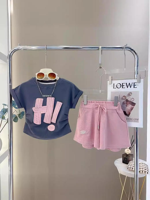 【2024新款女童休闲套装】女童夏季休闲套装中大童洋气T恤短裤两件套儿童新款运动套装-QQ 商品图2