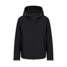 EMPORIO ARMANI 阿玛尼 男士尼龙兜帽和背衬针织外套 黑色 3D1BB4 1NJVZ 0999