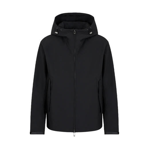 EMPORIO ARMANI 阿玛尼 男士尼龙兜帽和背衬针织外套 黑色 3D1BB4 1NJVZ 0999 商品图0