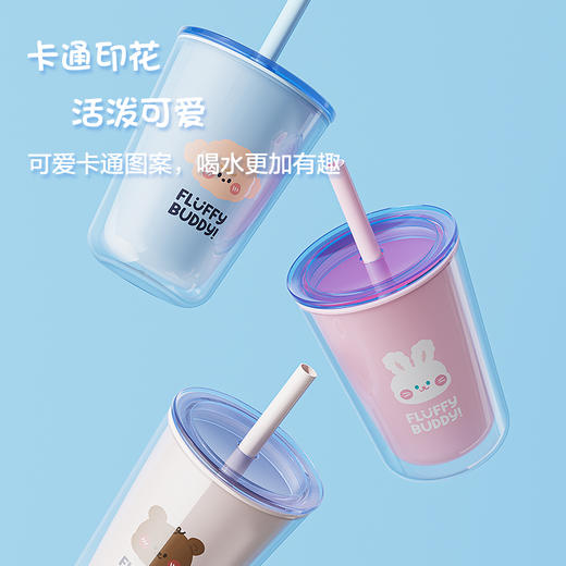 乐扣乐扣（LOCK&LOCK）可爱双层塑料桌面吸管杯HAP529 商品图2
