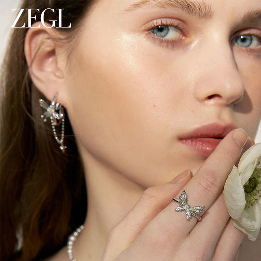 ZEGL设计师绿野漫迹系列925银蝴蝶耳环女2024新款耳钉耳圈耳饰品 商品图2