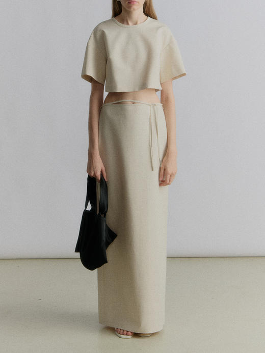 VC｜SS24007 oat Mena cropped top [ 短袖上衣   燕麦 ] 商品图1