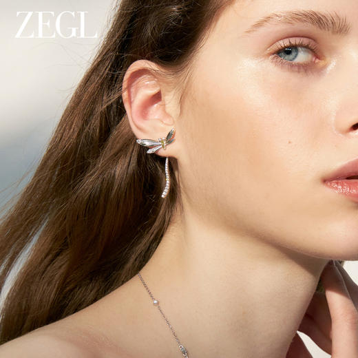 ZEGL设计师绿野漫迹系列925银蝴蝶耳环女2024新款蜻蜓耳钉耳饰品 商品图1